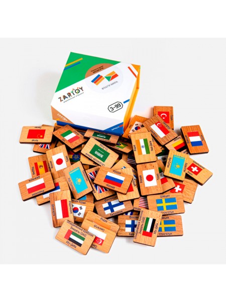 Мемори "Флаги мира" в картонной коробочке (60 фишек)