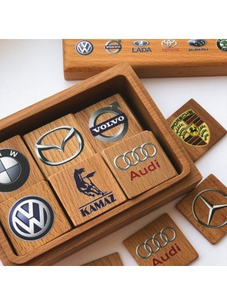 Мемори «Авто эмблемы» в деревянной коробочке Царицынская игрушка (Радуга Кидс) CI-ME005