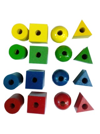 Шнуровка бусины геометрические фигуры цветных, RNToys Д-710 (16шт) 